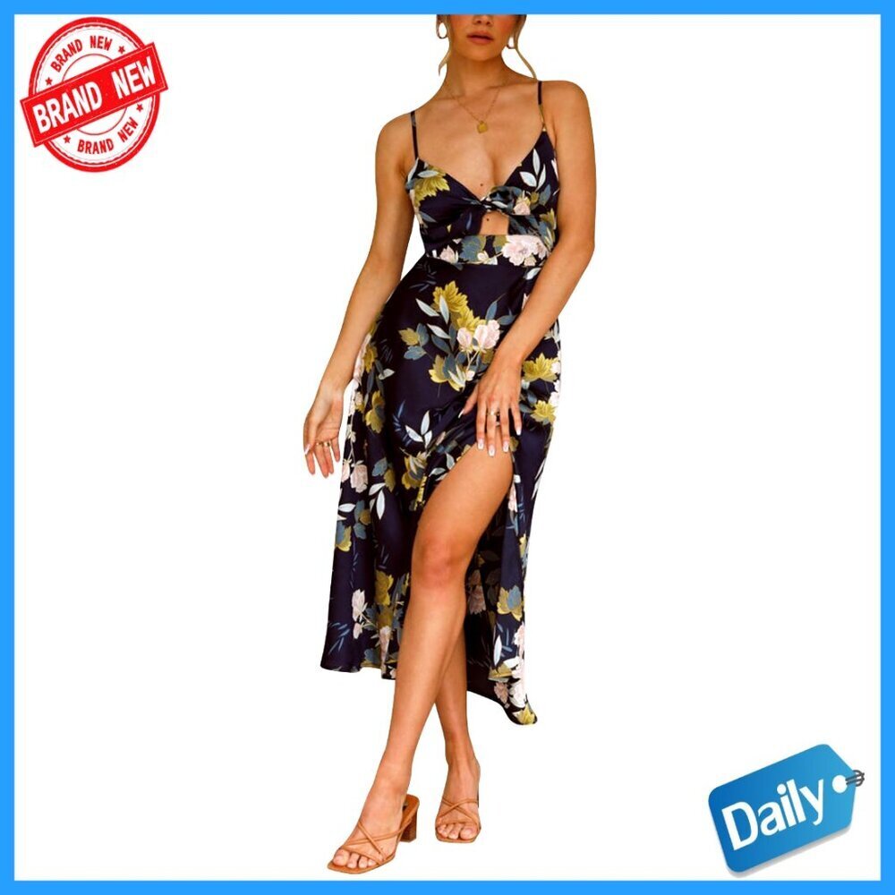 Satin Slip Dress Elegant Boho Flowy Midi Cocktail Wedding Guest Adjustable
